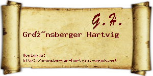 Grünsberger Hartvig névjegykártya